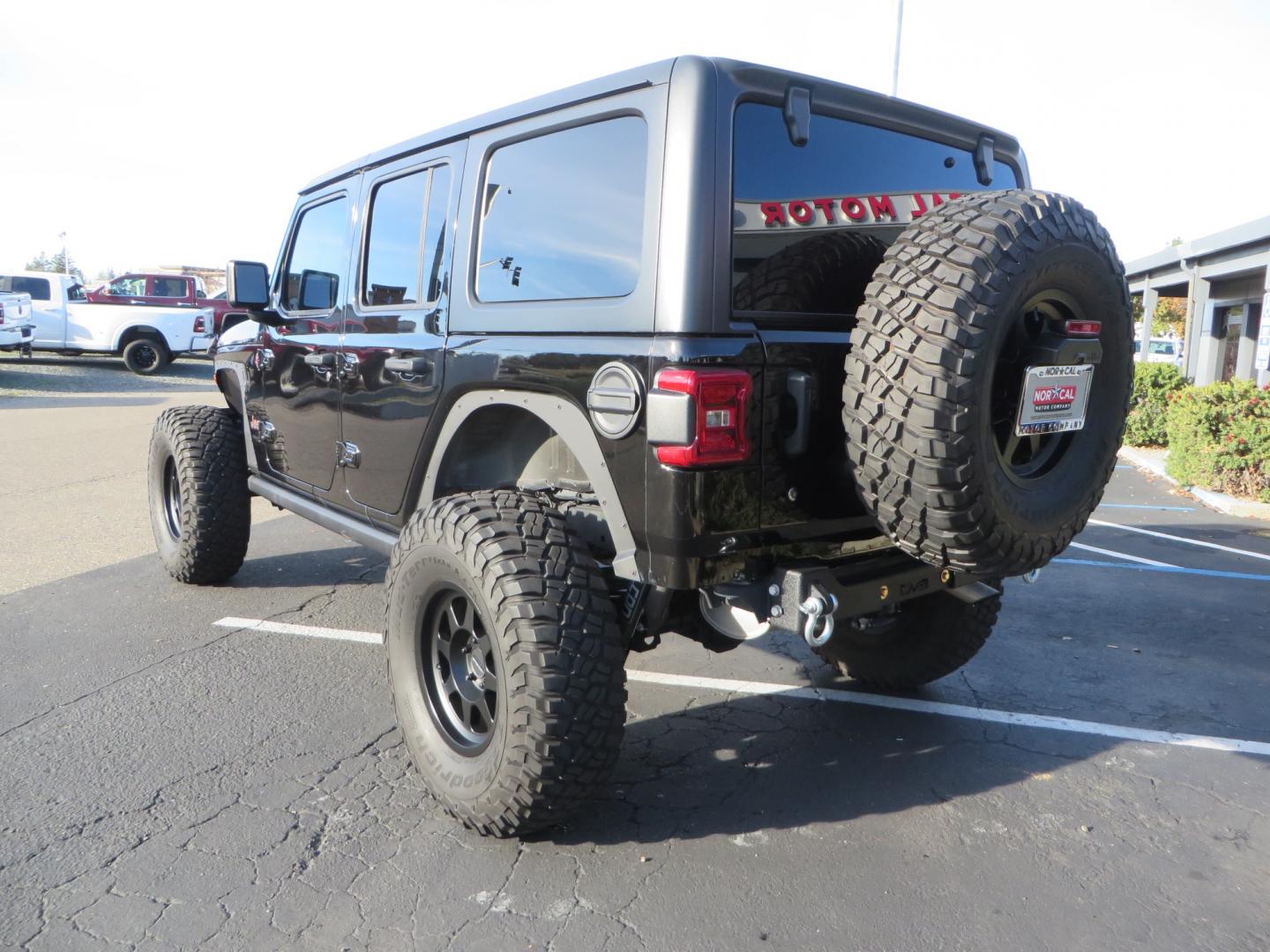 2018 BLACK /BLACK Jeep Wrangler JL Unlimited Rubicon (1C4HJXFG0JW) with an 3.6L V6 DOHC 24V engine, automatic transmission, located at 2630 Grass Valley Highway, Auburn, CA, 95603, (530) 508-5100, 38.937893, -121.095482 - JL Rubicon sitting on Teralfex suspension, Falken fast adjust shocks, Method wheels, BFG KM3 tires, Smittybilt winch, Rigid Leds, window tint, RC Fender eliminators, DV8 rear bumper, Smittybilt HD hinge kit, and a terflex spare tire relocation. - Photo#6